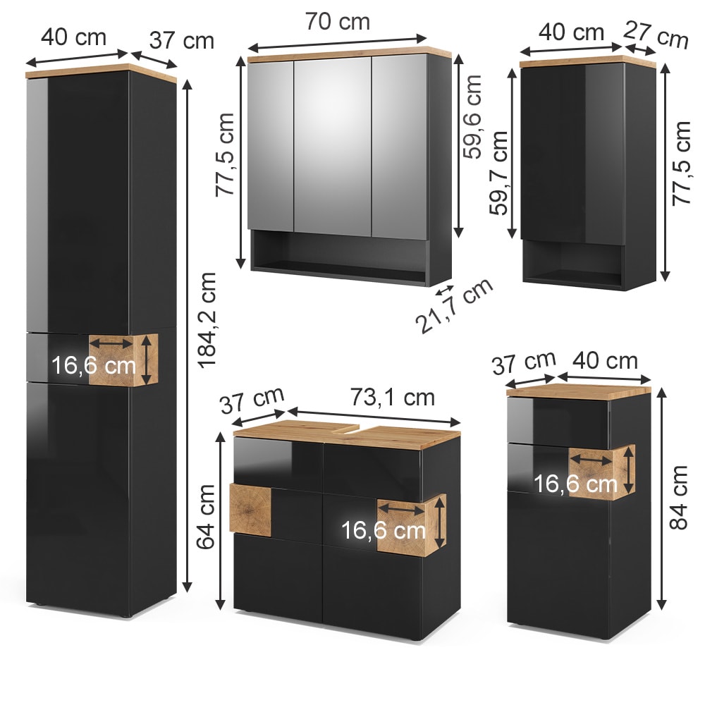 Badmöbel-Set 5-teilig Anthrazit 75x64cm - Maisons Du Monde