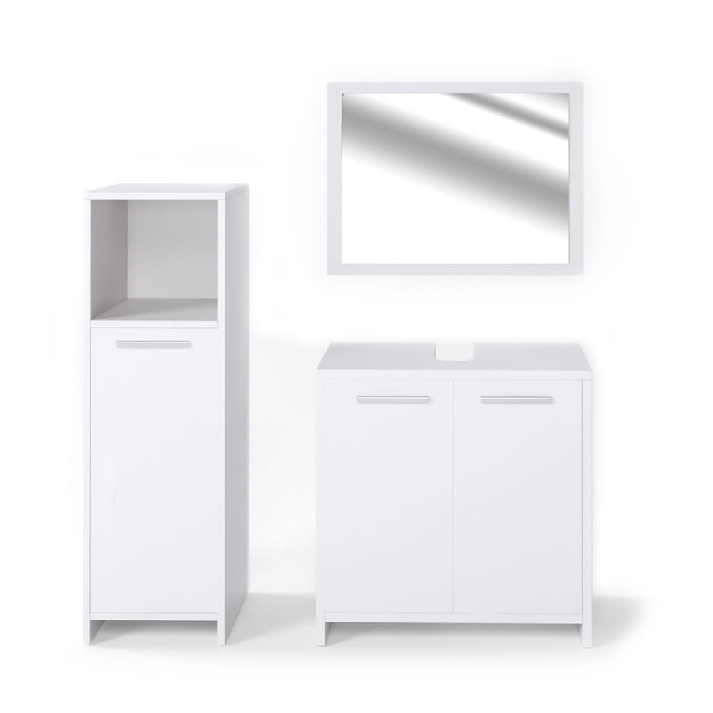 Vicco Badmöbel-Set 3-teilig Weiß 60x60cm style modern Weiß Spanplatte