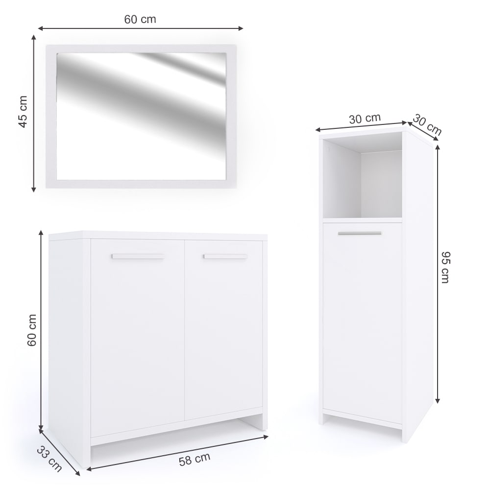 Badmöbel-Set 3-teilig Weiß 60x60cm - Maisons Du Monde