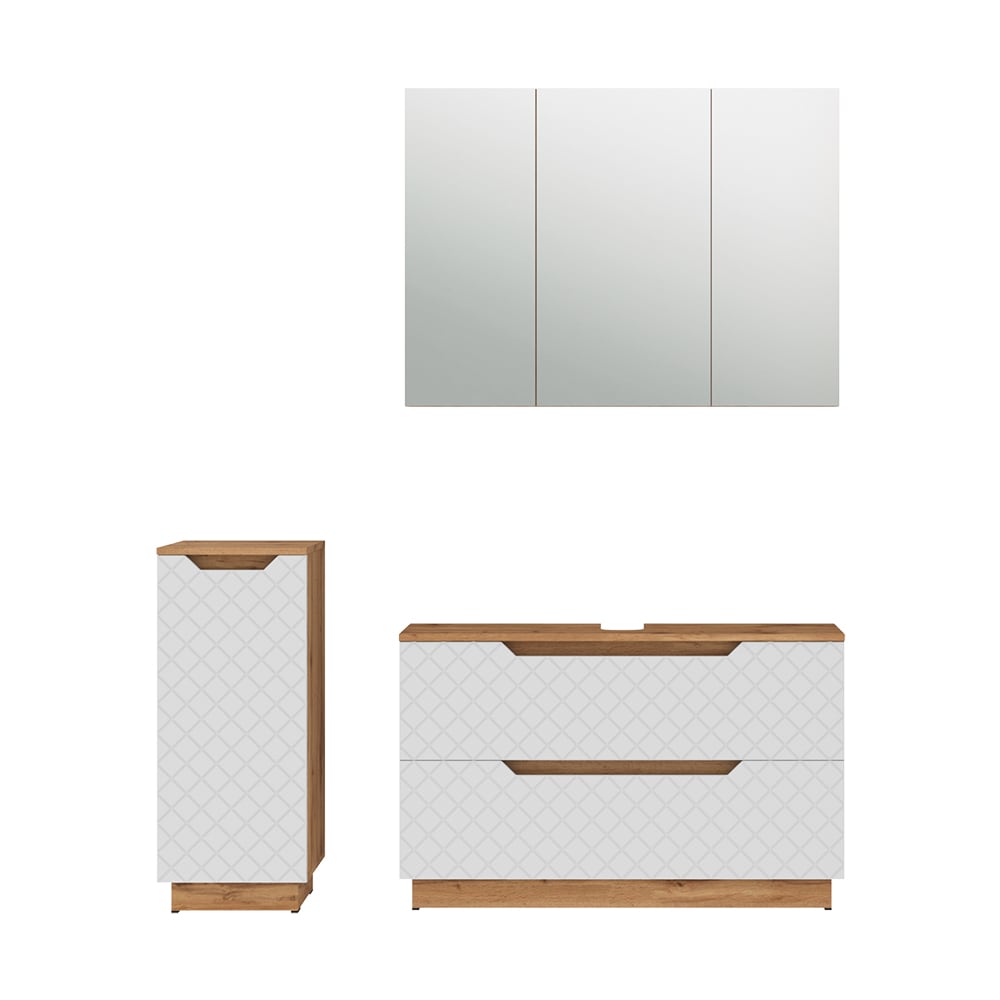 Vicco Badmöbel-Set 3-teilig Weiß 100x62.5cm style modern Weiß Spanplatte