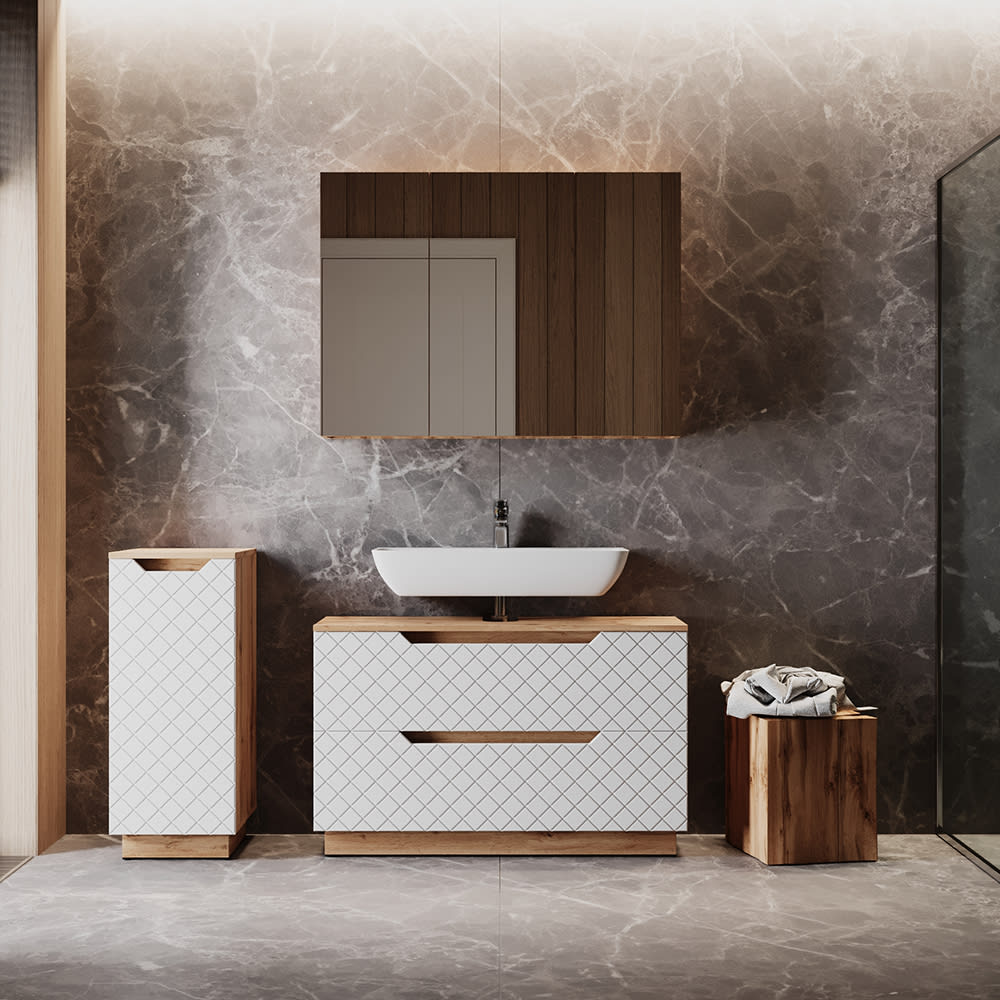 Badmöbel-Set 3-teilig Weiß 100x62.5cm - Maisons Du Monde