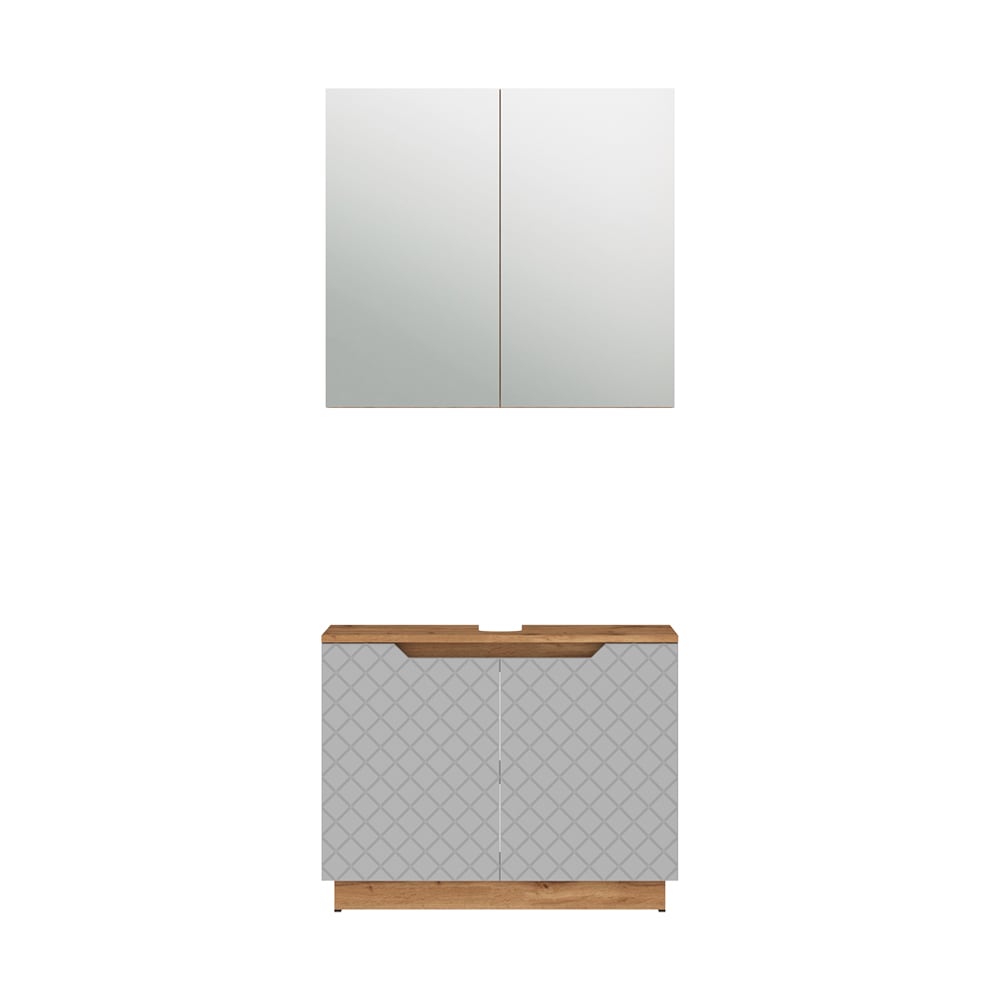 Vicco Badmöbel-Set 2-teilig Grau 80x62.1cm style modern Grau Spanplatte