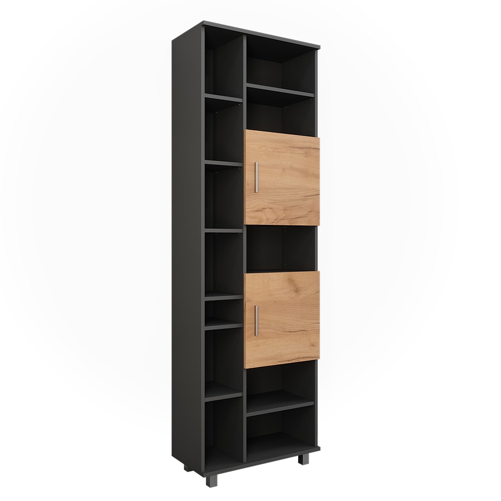 Vicco Hochschrank Anthrazit/Goldkraft Eiche 60.2x190cm style modern Grau Spanplatte