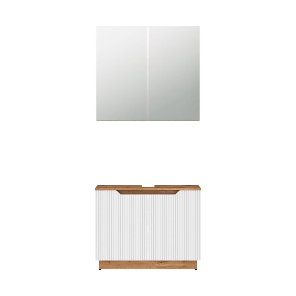 Vicco Badmöbel-Set 2-teilig Weiß 80x62.1cm style modern Weiß Spanplatte