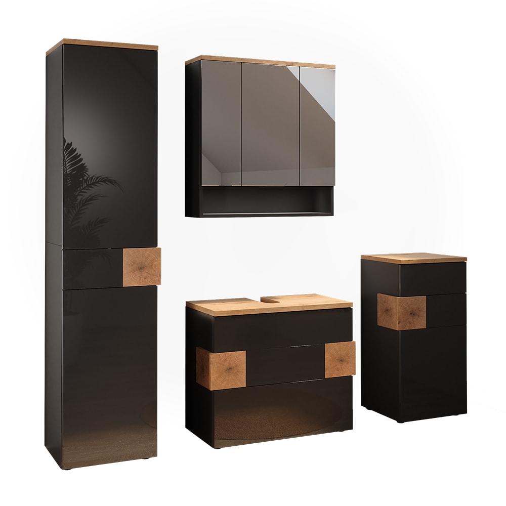 Vicco Badmöbel-Set 4-teilig Anthrazit 70x64.5cm style modern Grau Spanplatte