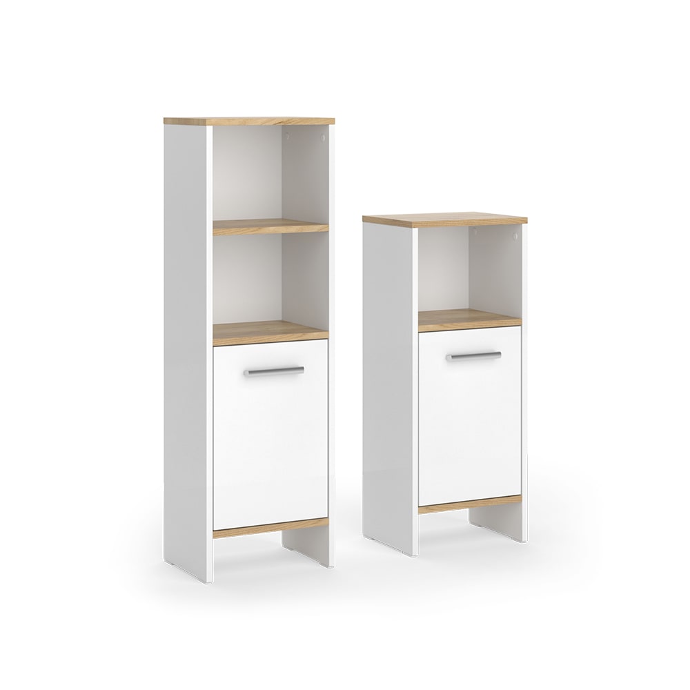 Vicco Badmöbel-Set 2-teilig Weiß/Goldkraft Eiche 34x108.2cm style modern Weiß Spanplatte