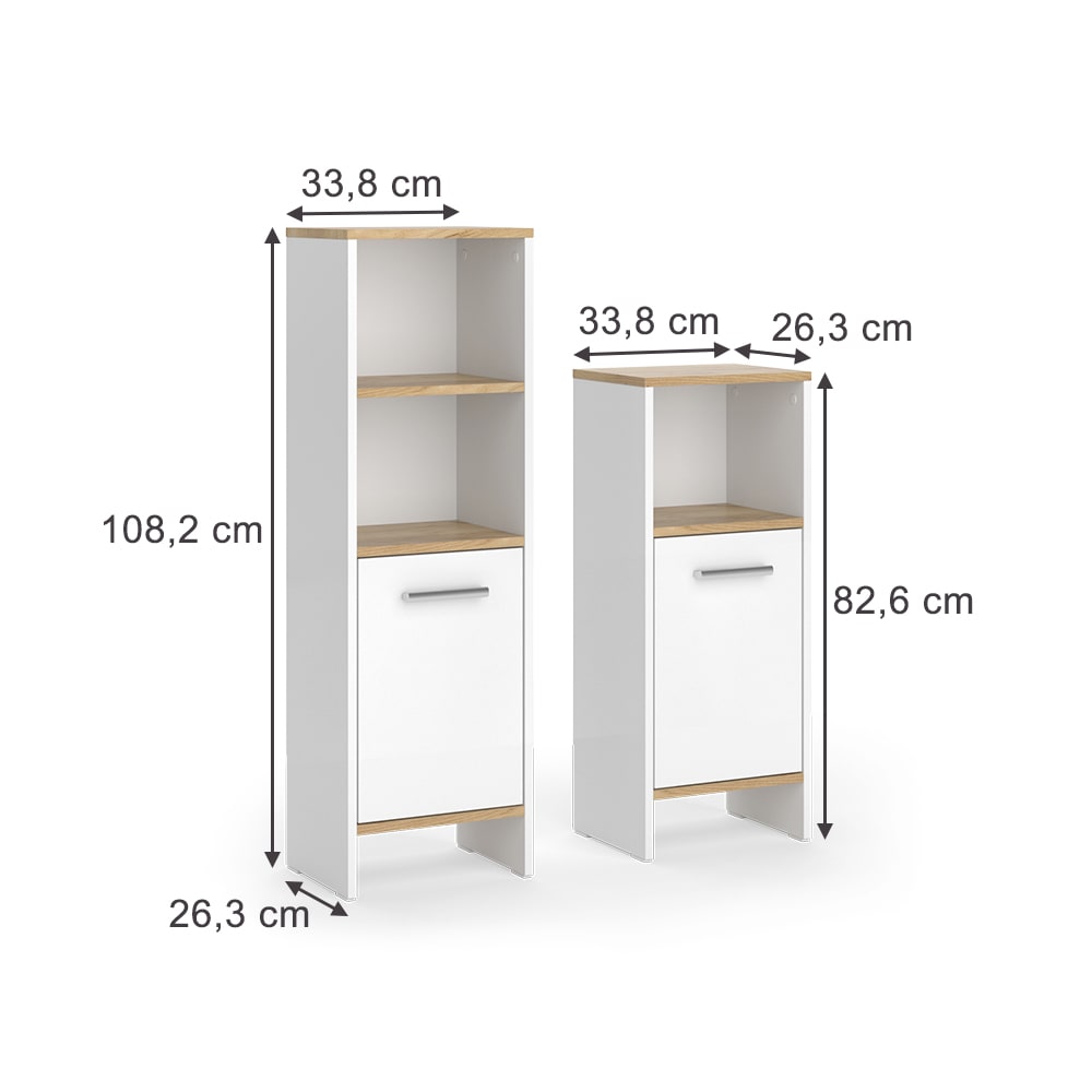 Badmöbel-Set 2-teilig Weiß/Goldkraft Eiche 34x108.2cm - Maisons