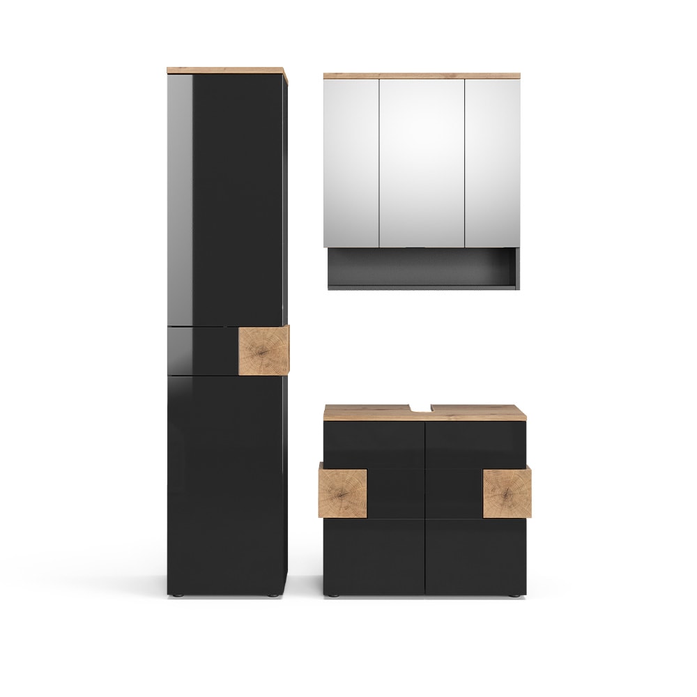 Meubles bain 3 pièces anthracite 75x64cm Meubles bain 3 pièces anthracite 75x64cm
