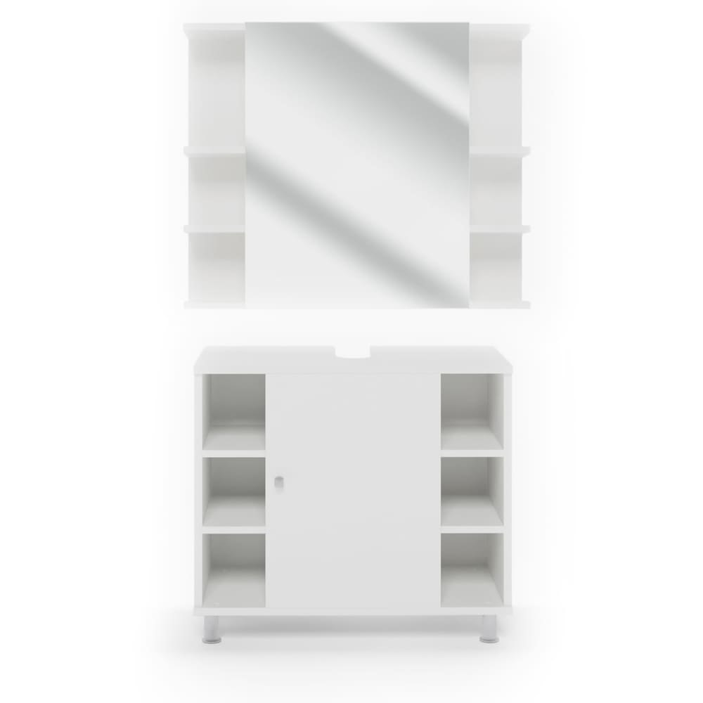 Vicco Badmöbel-Set 2-teilig Weiß 60x54cm style modern Weiß Spanplatte