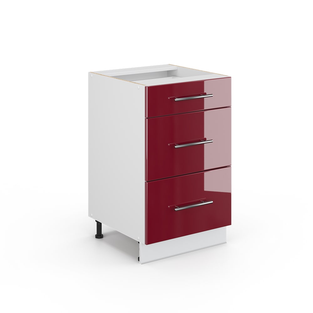 Vicco Badschrank ohne Arbeitsplatte, Bordeaux Hochglanz 50 x 82cm style modern Rot Spanplatte