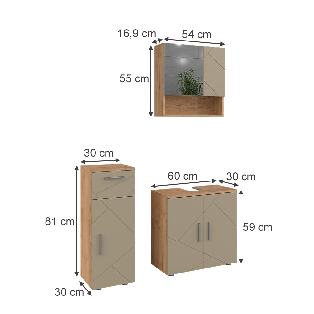 Badmöbel-Set 3-teilig Beige 60x59cm - Maisons Du Monde