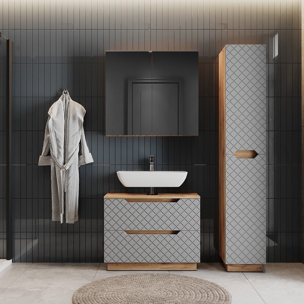 Badmöbel-Set 3-teilig Grau 80x62.5cm - Maisons Du Monde