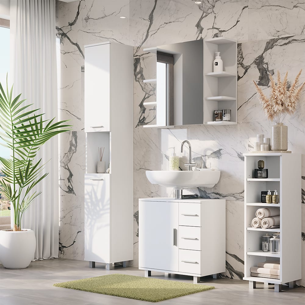 Badmöbel-Set 4-teilig Weiß 60x60.8cm - Maisons Du Monde