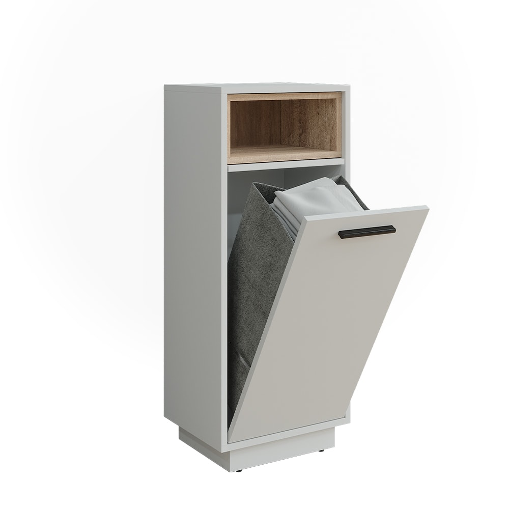 Vicco Wäscheschrank mit herausnehmbarer Innentasche Weiß/Sonoma 38x93cm style modern Weiß Spanplatte