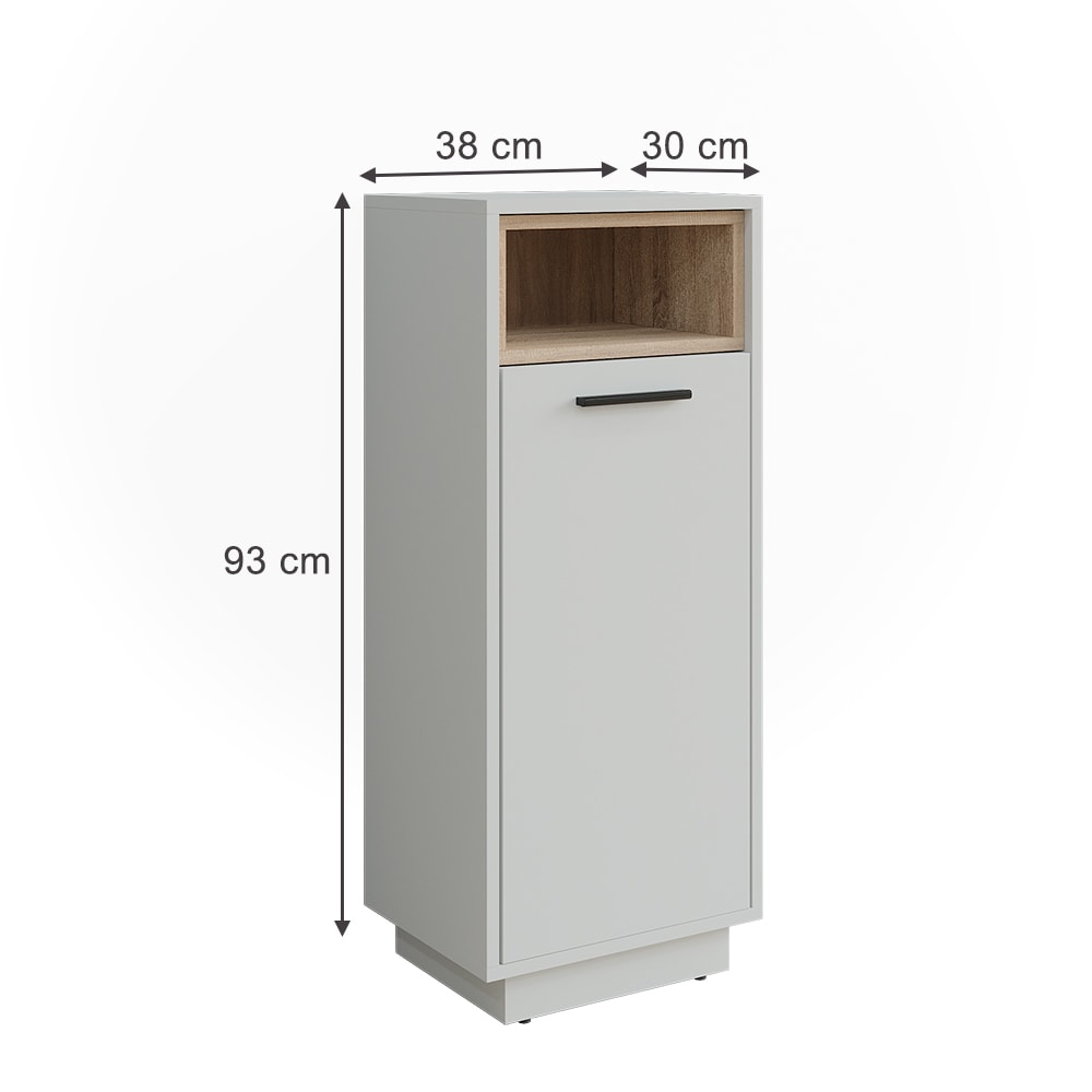 Wäscheschrank mit herausnehmbarer Innentasche Weiß/Sonoma 38x93cm