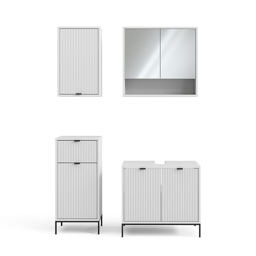 Vicco Badmöbel-Set 4-teilig Weiß 70x63cm style modern Weiß Spanplatte