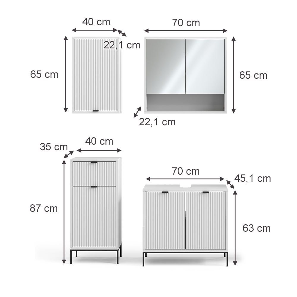 Badmöbel-Set 4-teilig Weiß 70x63cm - Maisons Du Monde