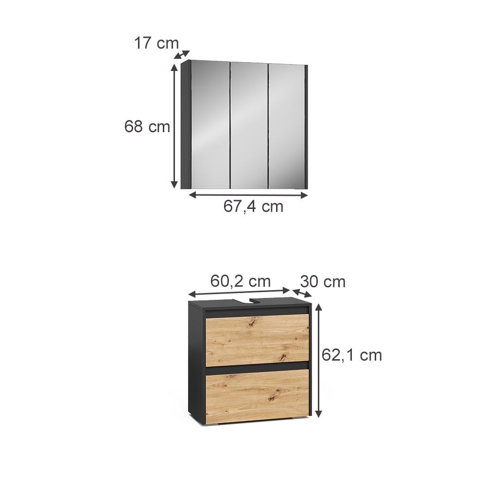 Badmöbel-Set 2-teilig Artisan-Eiche 60x62.1cm - Maisons Du Monde