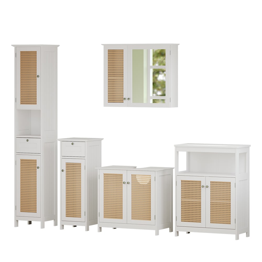 Vicco Badmöbel-Set 5-teilig Weiß 60x58cm style modern Weiß Spanplatte