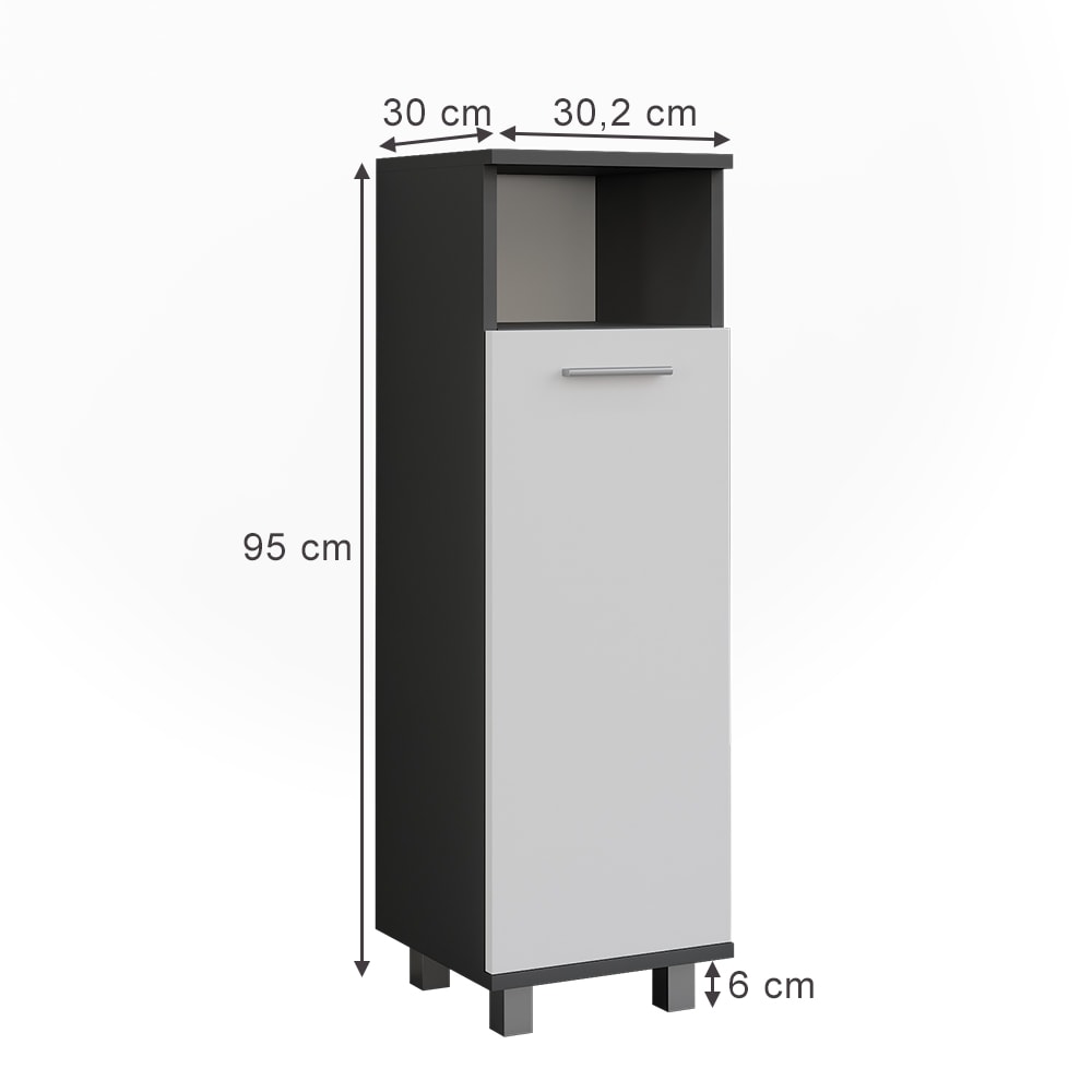 Midischrank mit Tür Anthrazit/Weiß 30.2x95cm - Maisons Du Monde