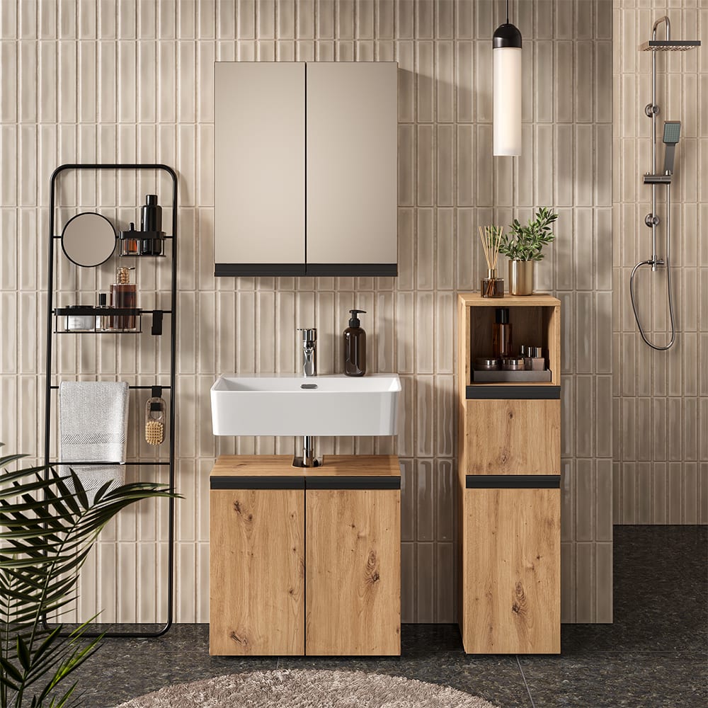 Badmöbel-Set 3-teilig Artisan-Eiche 60x58cm - Maisons Du Monde