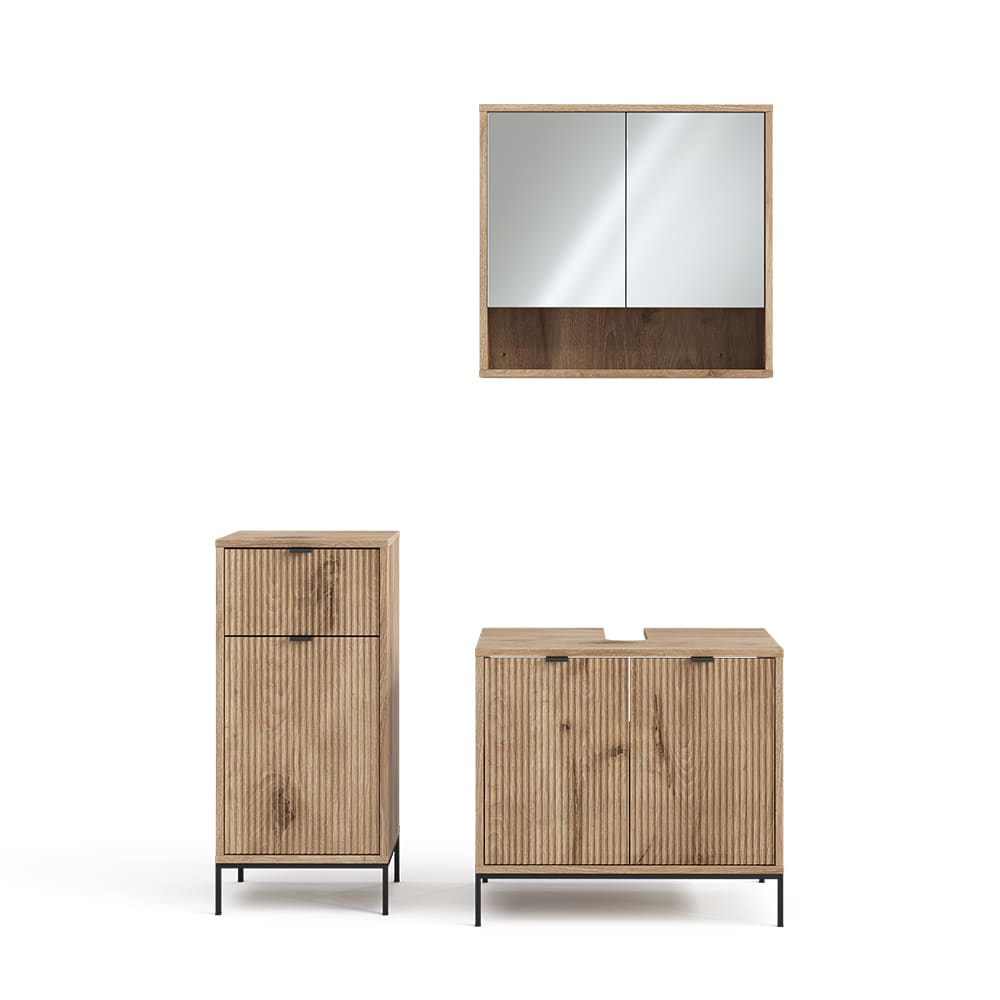 Vicco Badmöbel-Set 3-teilig Viking Oak 70x63cm style modern Braun Spanplatte