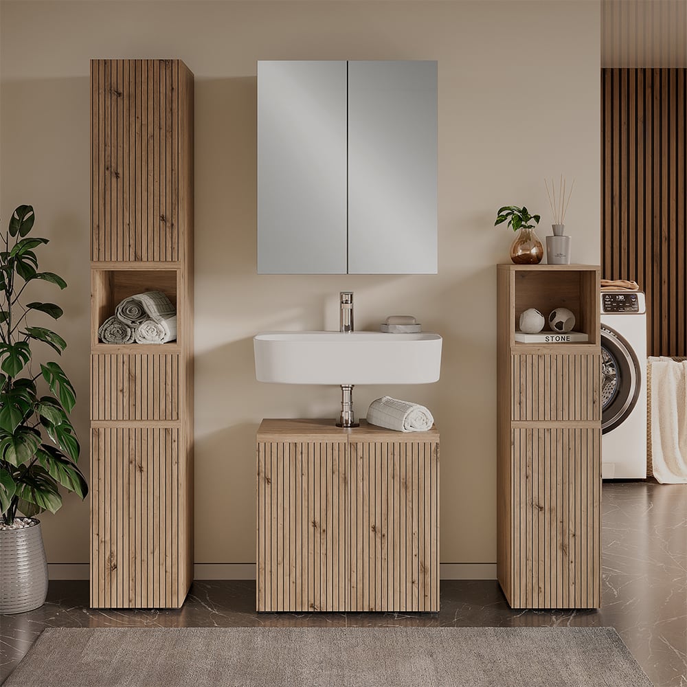 Badmöbel-Set 4-teilig Artisan-Eiche 60x58cm - Maisons Du Monde