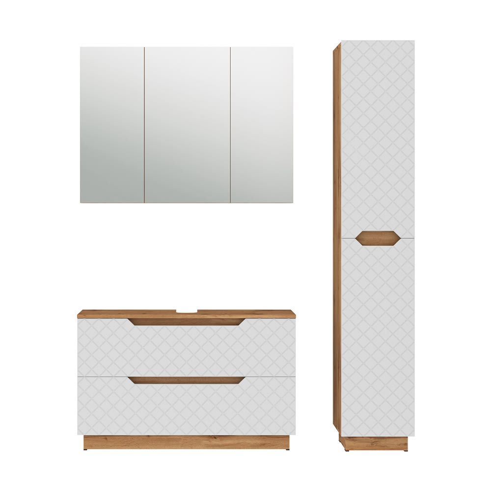Vicco Badmöbel-Set 3-teilig Weiß 100x62.5cm style modern Weiß Spanplatte