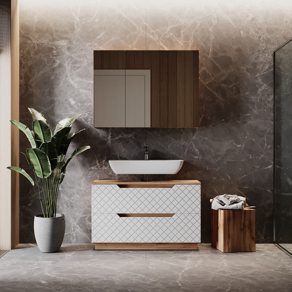 Badmöbel-Set 2-teilig Weiß 100x62.5cm - Maisons Du Monde