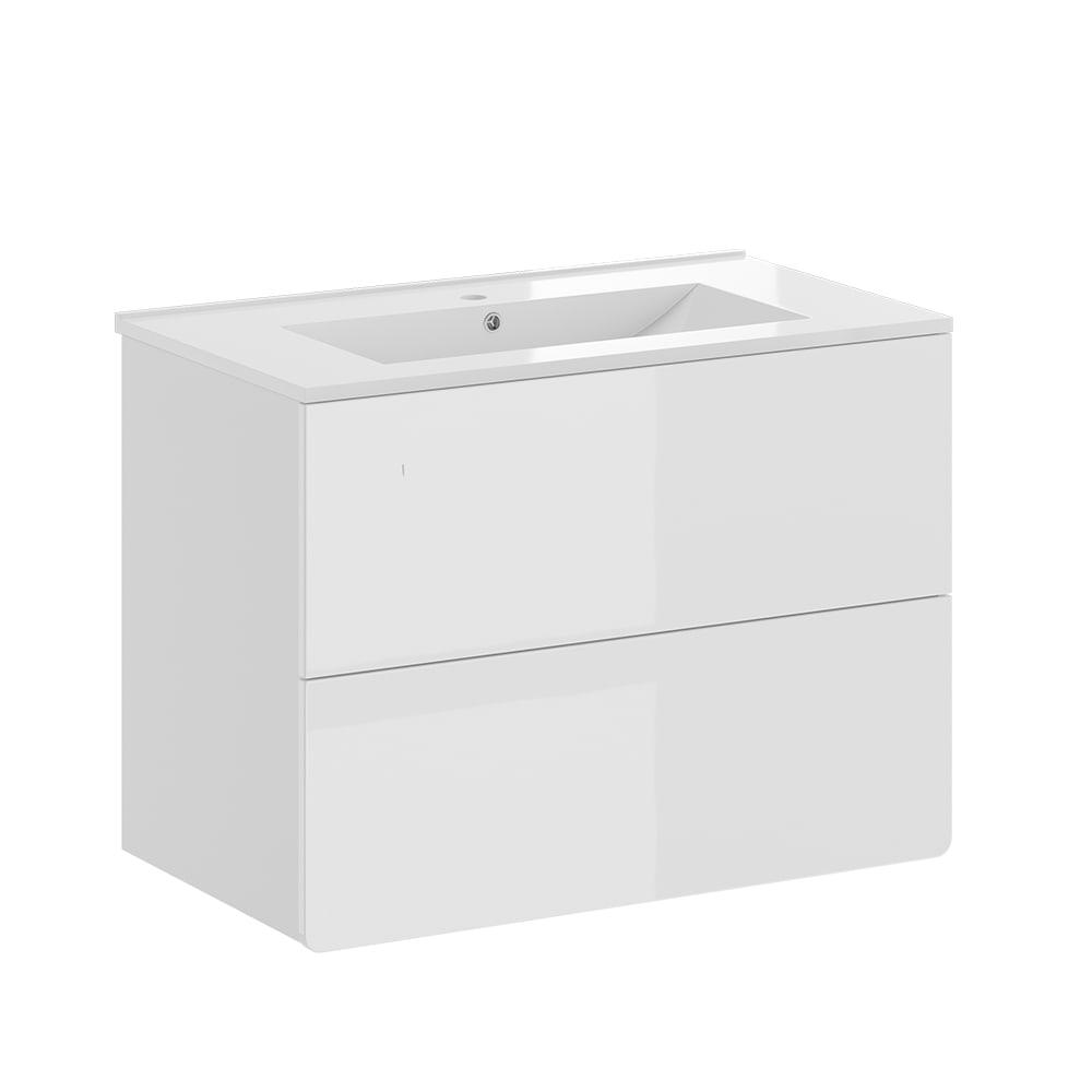 Vicco Waschbeckenunterschrank 2-teilig Weiß 80x57.2cm style modern Weiß Spanplatte