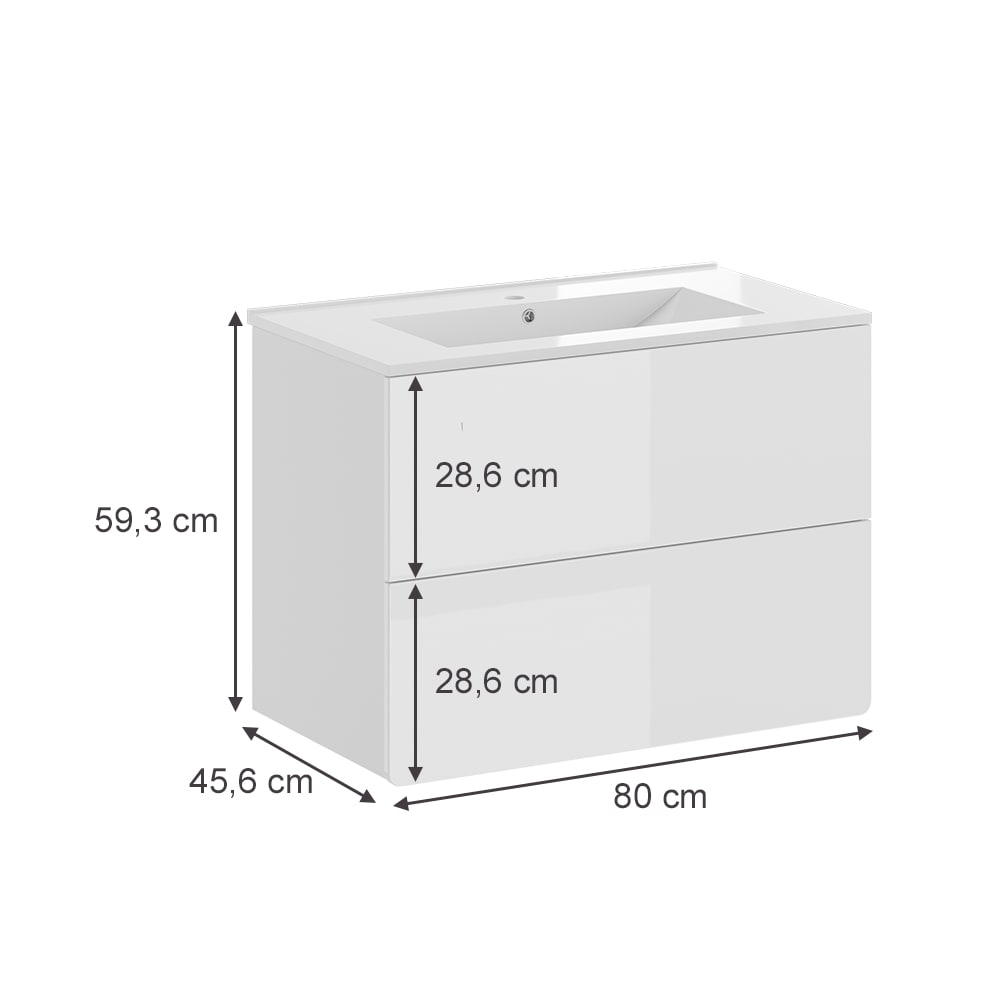 Waschbeckenunterschrank 2-teilig Weiß 80x57.2cm - Maisons Du