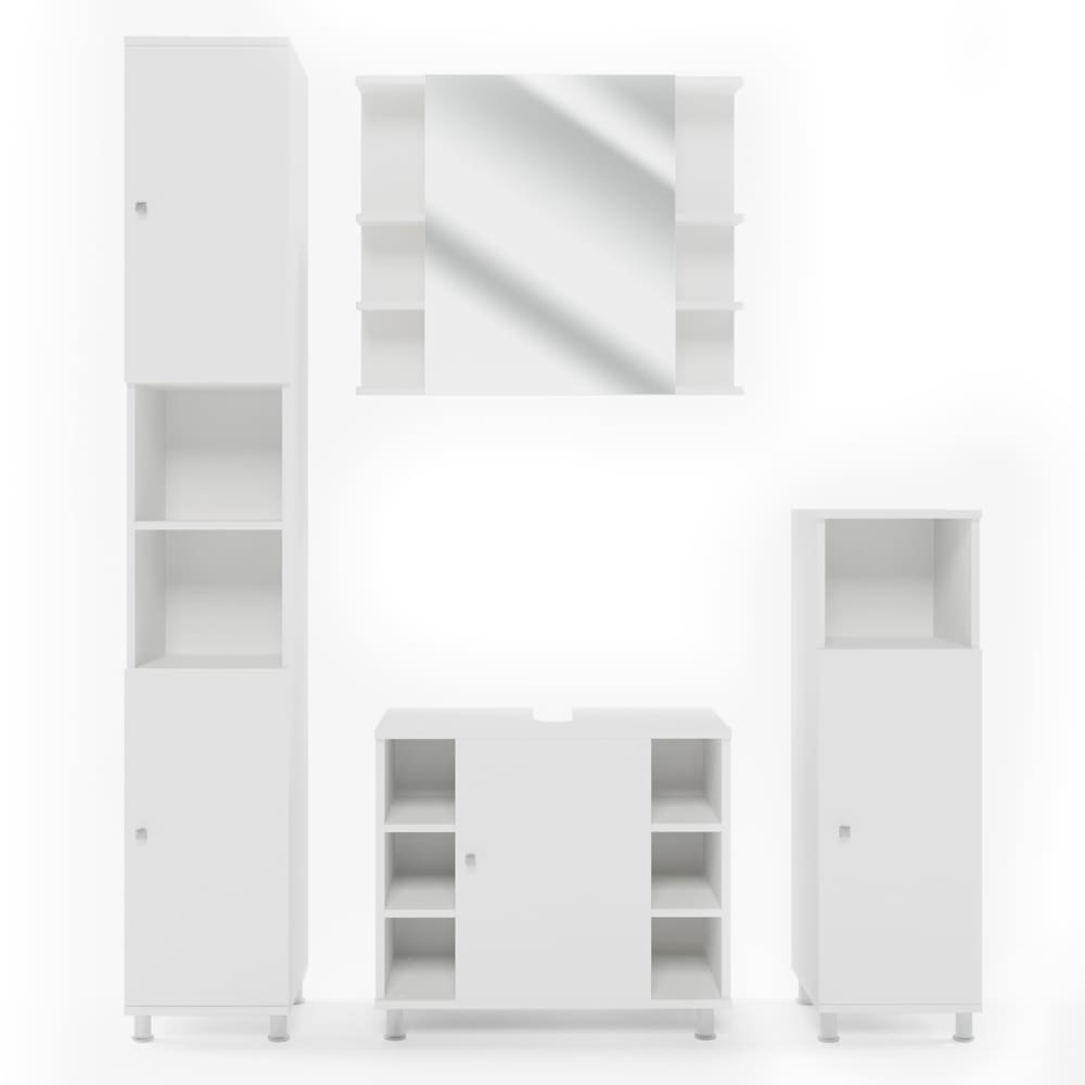 Vicco Badmöbel-Set 4-teilig Weiß 60x54cm style modern Weiß Spanplatte