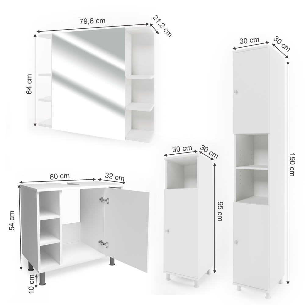 Badmöbel-Set 4-teilig Weiß 60x54cm - Maisons Du Monde