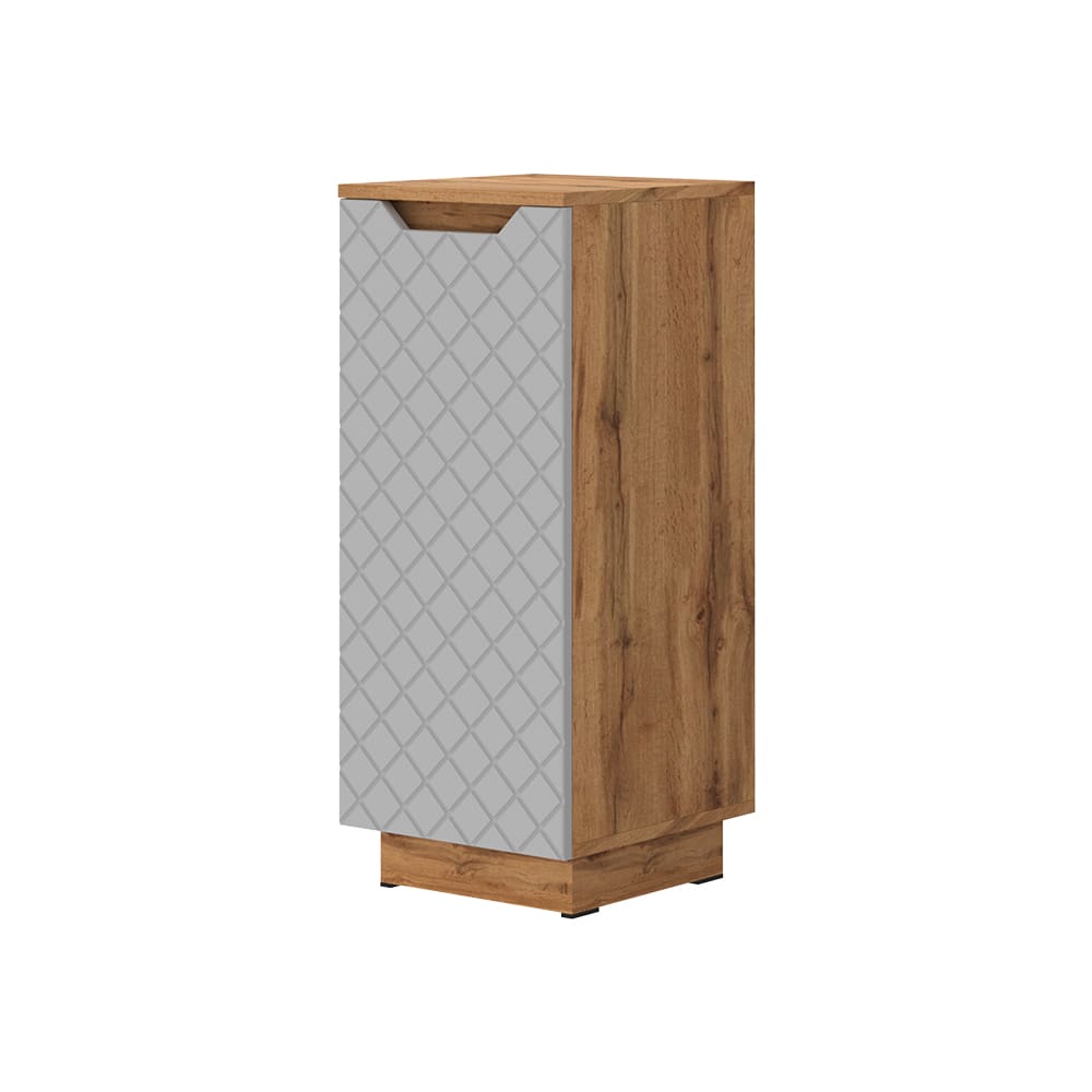 Vicco Midischrank Eiche/Grau mit Kachelstruktur 33.4x81.9cm style modern Grau Spanplatte