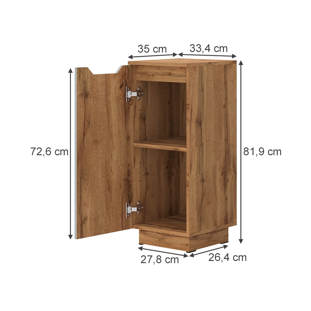 Midischrank Eiche/Grau mit Kachelstruktur 33.4x81.9cm - Maisons