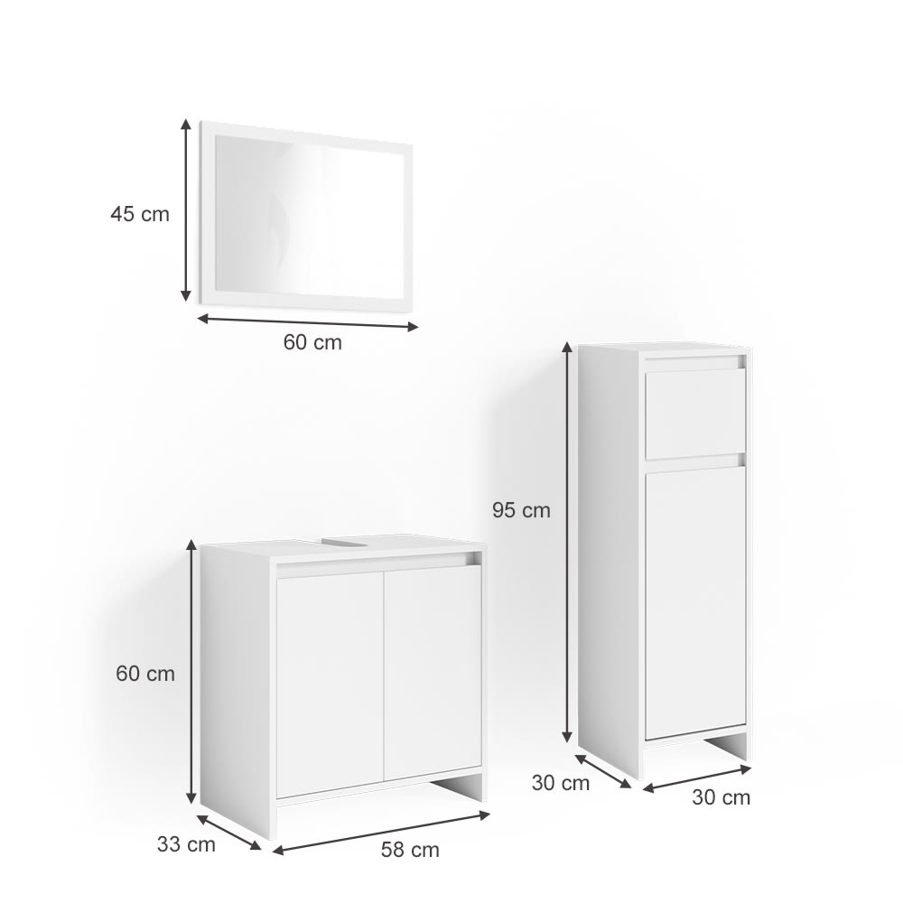 Badmöbel-Set 3-teilig Weiß 60x60cm - Maisons Du Monde