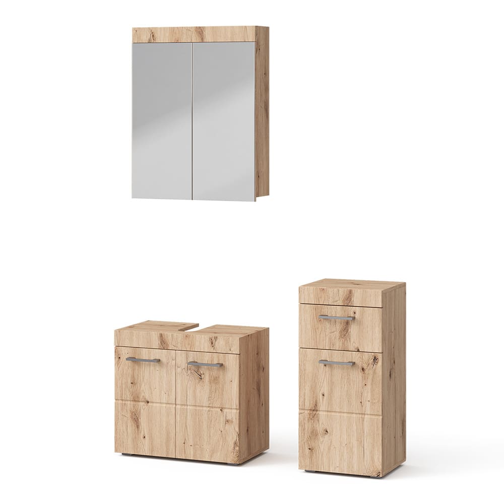 Vicco Badmöbel-Set 3-teilig Eiche Wotan 60x56cm style modern Braun Spanplatte
