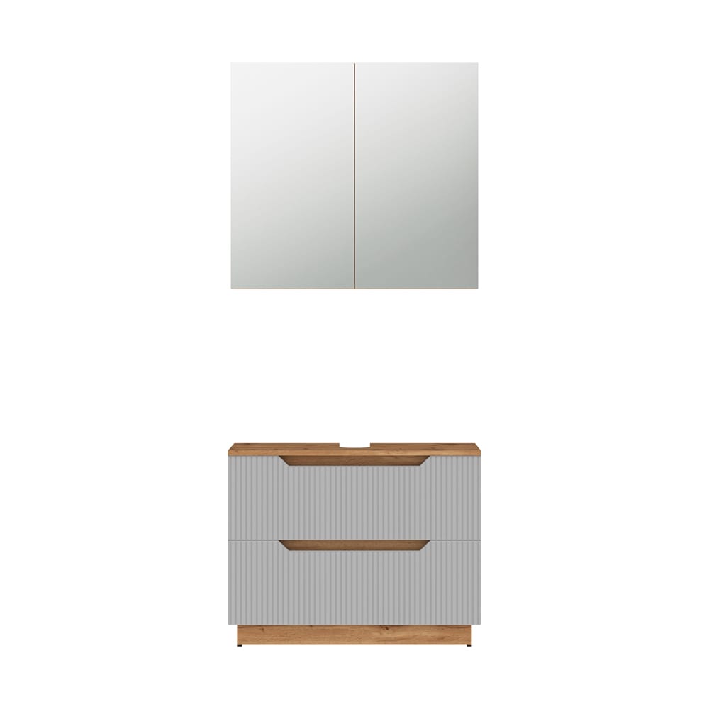 Vicco Badmöbel-Set 2-teilig Grau 80x62.5cm style modern Grau Spanplatte