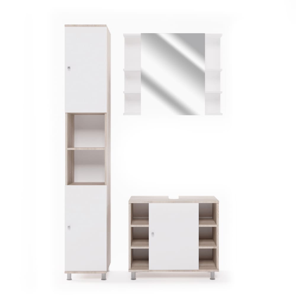 Vicco Badmöbel-Set 3-teilig Sonoma 60x54cm style modern Braun Spanplatte