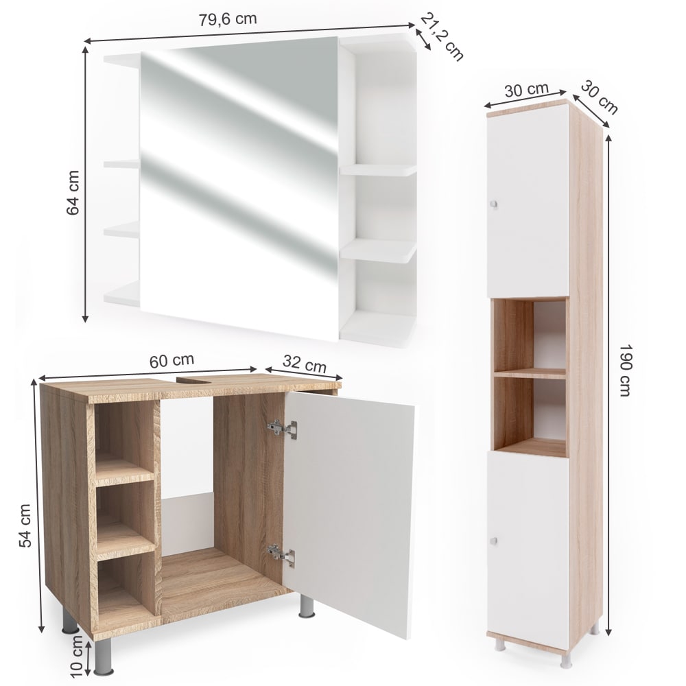 Badmöbel-Set 3-teilig Sonoma 60x54cm - Maisons Du Monde
