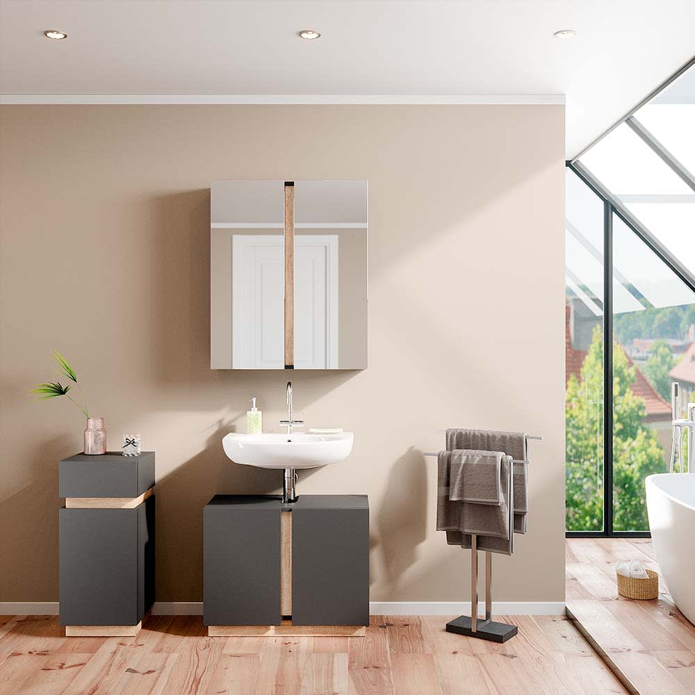 Badmöbel-Set 3-teilig Anthrazit 70x55.5cm - Maisons Du Monde