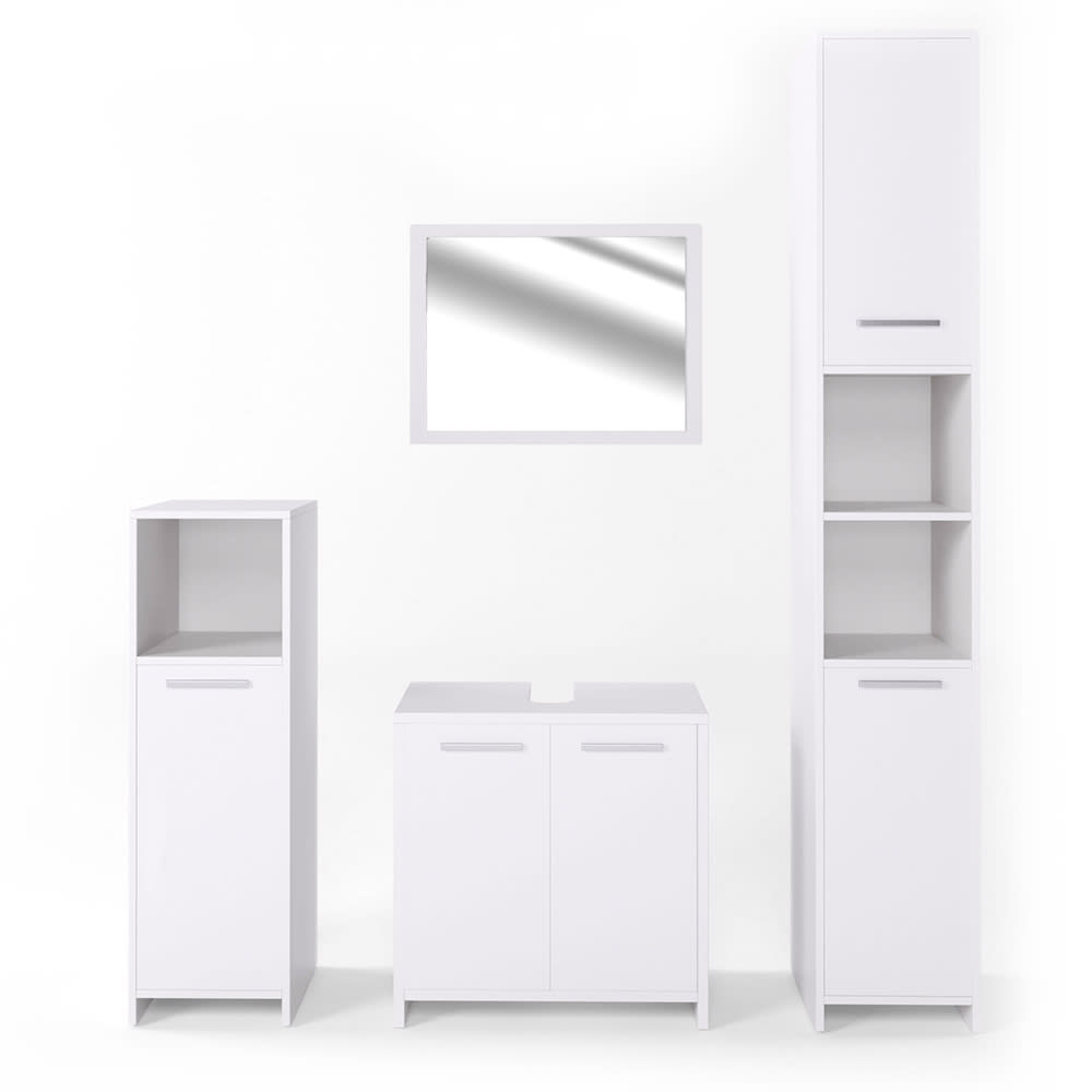 Vicco Badmöbel-Set 4-teilig Weiß 60x60cm style modern Weiß Spanplatte