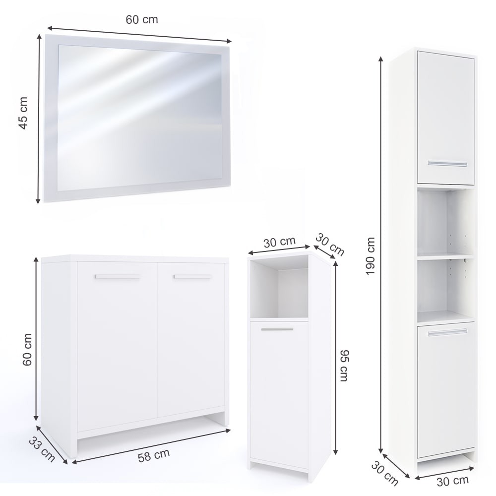 Badmöbel-Set 4-teilig Weiß 60x60cm - Maisons Du Monde
