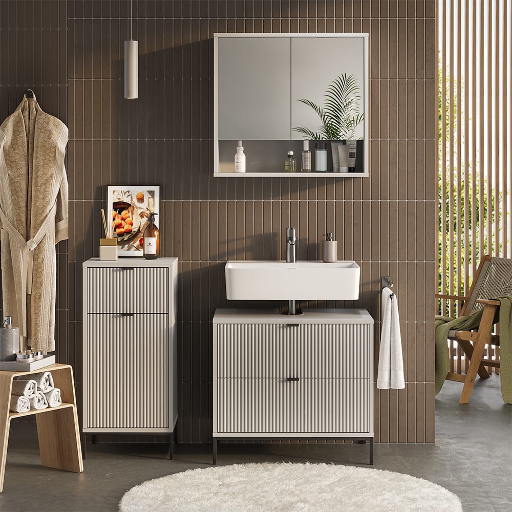 Badmöbel-Set 3-teilig Grau 70x63cm - Maisons Du Monde