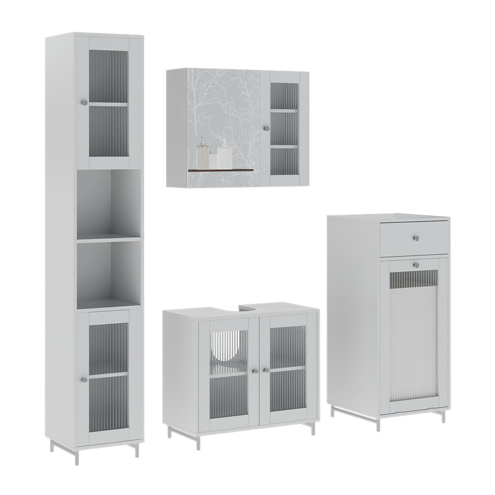 Vicco Badmöbel-Set 4-teilig Weiß 60x58cm style modern Weiß Spanplatte