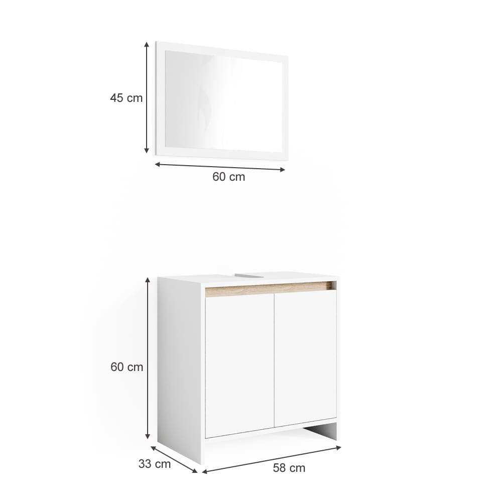 Badmöbel-Set 2-teilig Weiß/Sonoma 60x60cm - Maisons Du Monde