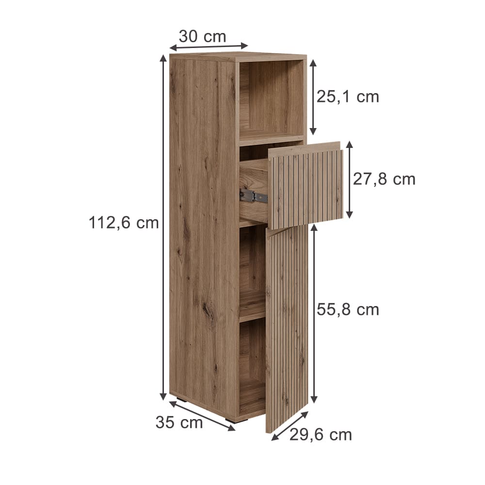 Midischrank mit Schublade und Tür Artisan 30x112.6cm - Maisons Du