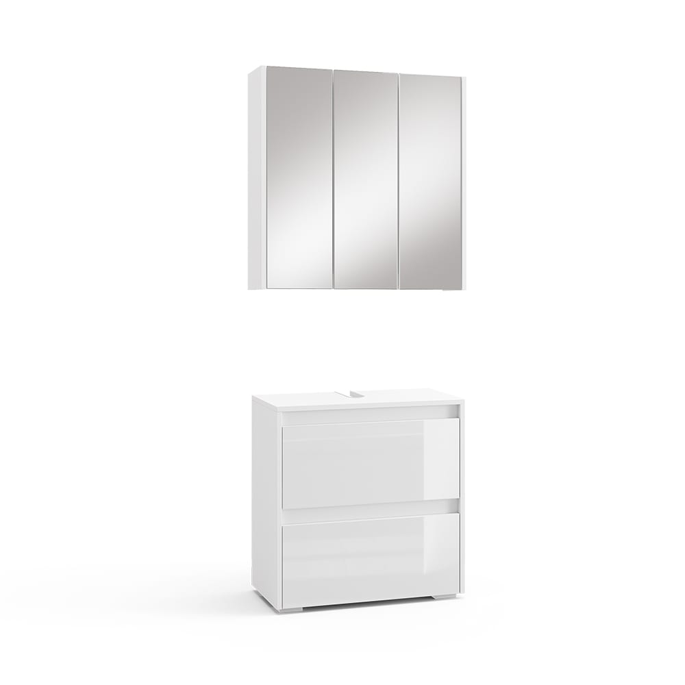 Vicco Badmöbel-Set 2-teilig Weiß Hochglanz 60x62.1cm style modern Weiß Spanplatte
