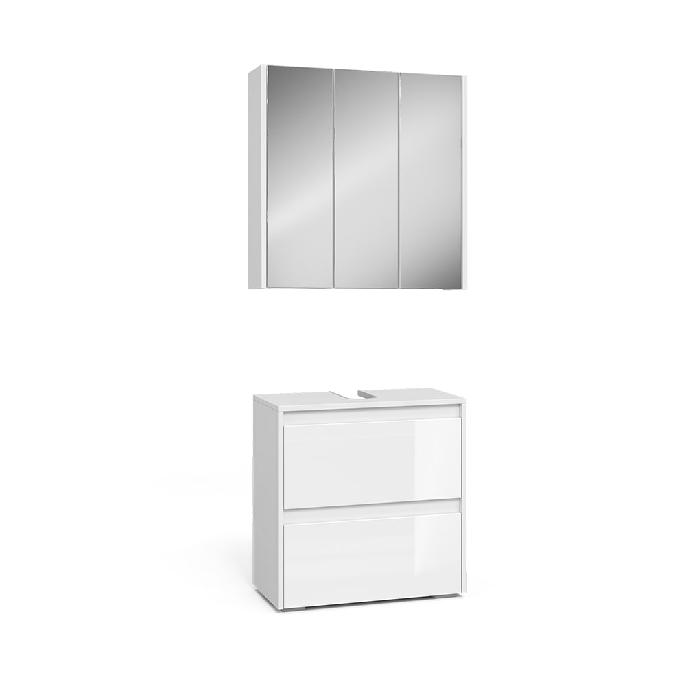 Badmöbel-Set 2-teilig Weiß Hochglanz 60x62.1cm - Maisons Du Monde
