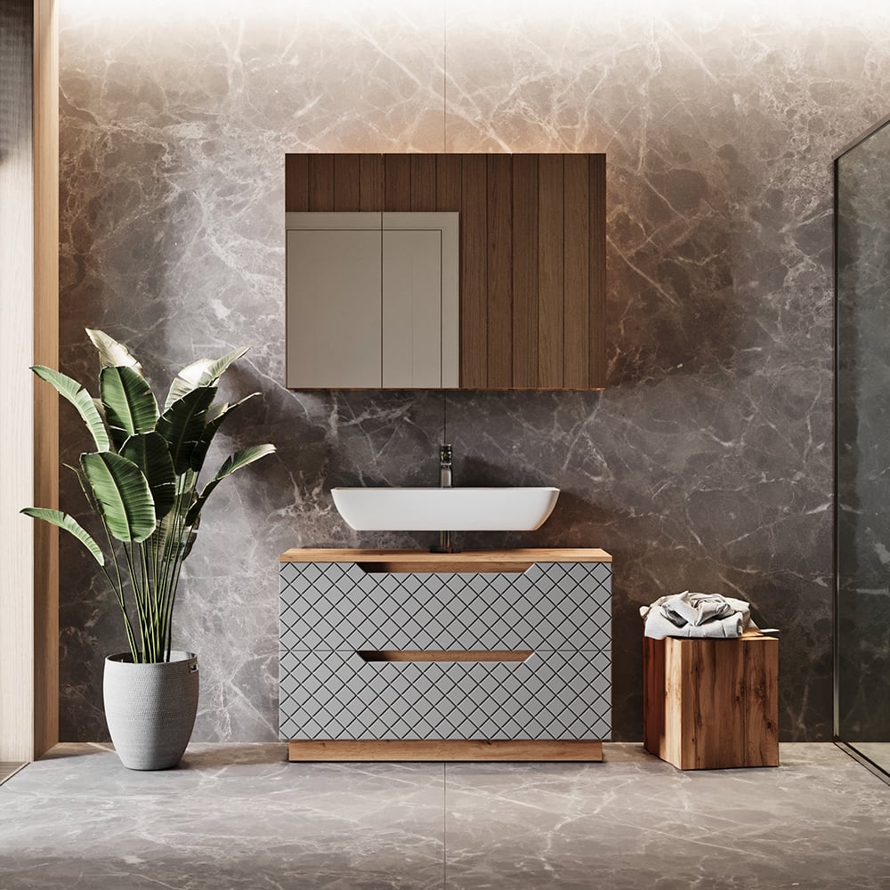 Badmöbel-Set 2-teilig Grau 100x62.5cm - Maisons Du Monde